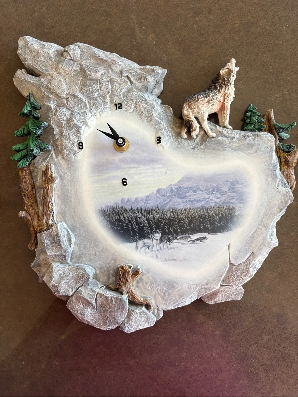 Spirit of the Wolf Clock Wall Clock American 41048 Rustic Clock Mountain Cabin
